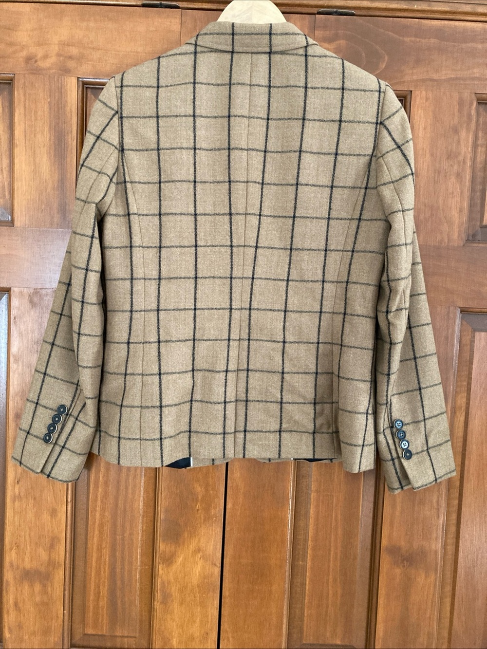 NEW Brooks Brothers Camel Plaid Single-Button Wool Blazer women’s size 6 - Picture 3 of 7